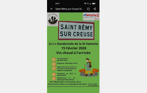 Randonnée de la Saint Valentin - Saint Rémy sur Creuse - Dimanche 15 février 2026