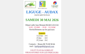 Randonnée AUDAX - Ligugé - Samedi 30 mai