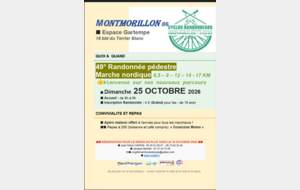 Randonnée et marche nordique - Montmorillon - Dimanche 25 octobre