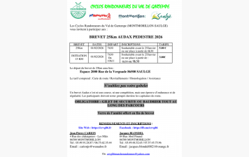 Brevet 25 km Audax pédestre - Montmorillon - 1 février 2026