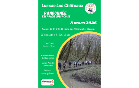 Randonnée escapade lussacoise - Lussac-les-Châteaux - Dimanche 8 mars 2026